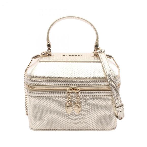 BVLGARI Serpenti Vanity Handbag, Leather, Women's, Gold - Picture 1 of 8